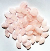 50 12mm Milky Light Pink Opal Glass Leaf Beads